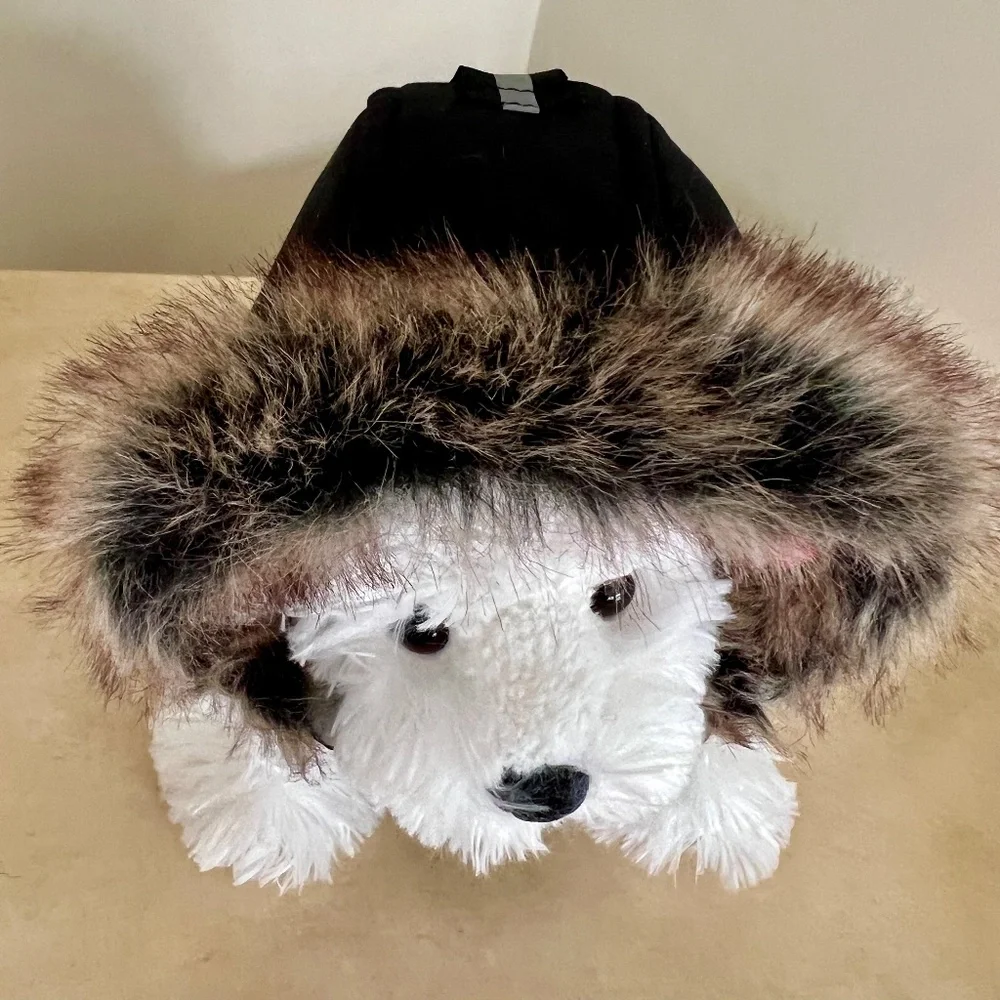 🐶 Faux Fur Hooded Dog Coat- NWOT - Size SMALL 🐶